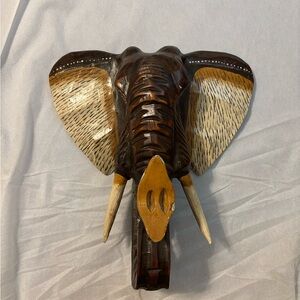 Handcrafted Elephant Wall Decor in Brown and Tan